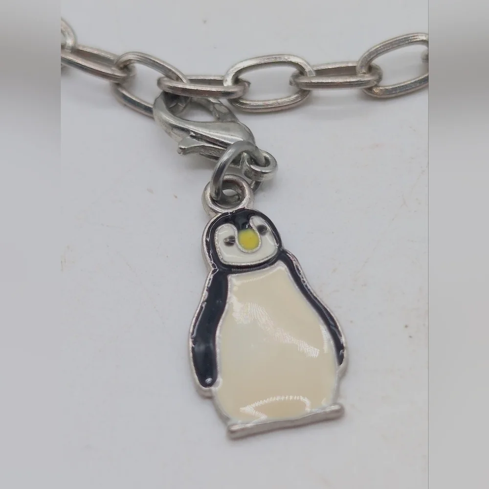 High Intencity Enamel Penguin Charm Bracelet 7in